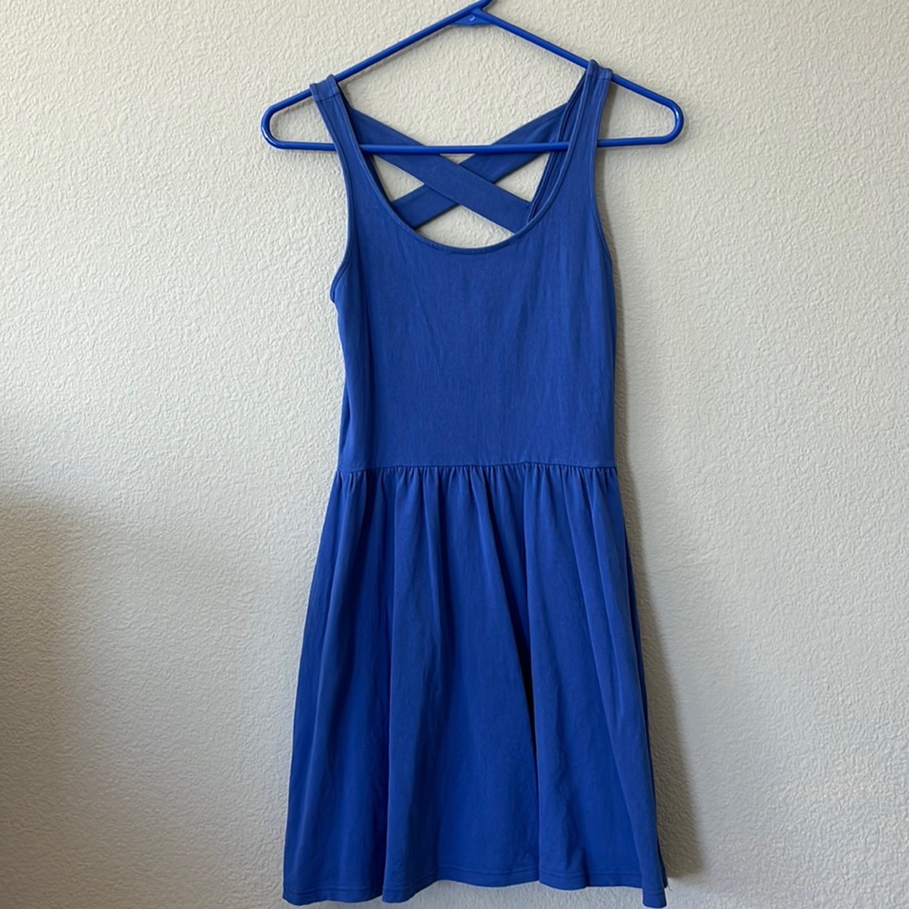 Frenchi size small royal blue gently worn sleeveless dress with crisscro…